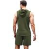 imageCOOFANDY Mens Sleeveless Workout Hoodie Shorts Set 2 Piece Outfits Hooded Tank Tops Gym Tracksuit SweatsuitsArmy Green