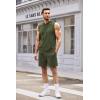 imageCOOFANDY Mens Sleeveless Workout Hoodie Shorts Set 2 Piece Outfits Hooded Tank Tops Gym Tracksuit SweatsuitsArmy Green