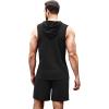 imageCOOFANDY Mens Sleeveless Workout Hoodie Shorts Set 2 Piece Outfits Hooded Tank Tops Gym Tracksuit SweatsuitsBlack