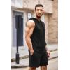 imageCOOFANDY Mens Sleeveless Workout Hoodie Shorts Set 2 Piece Outfits Hooded Tank Tops Gym Tracksuit SweatsuitsBlack