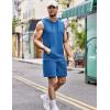 imageCOOFANDY Mens Sleeveless Workout Hoodie Shorts Set 2 Piece Outfits Hooded Tank Tops Gym Tracksuit SweatsuitsBlue