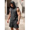 imageCOOFANDY Mens Sleeveless Workout Hoodie Shorts Set 2 Piece Outfits Hooded Tank Tops Gym Tracksuit SweatsuitsDark Grey
