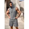 imageCOOFANDY Mens Sleeveless Workout Hoodie Shorts Set 2 Piece Outfits Hooded Tank Tops Gym Tracksuit SweatsuitsLight Grey