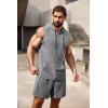 imageCOOFANDY Mens Sleeveless Workout Hoodie Shorts Set 2 Piece Outfits Hooded Tank Tops Gym Tracksuit SweatsuitsLight Grey