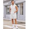 imageCOOFANDY Mens Sleeveless Workout Hoodie Shorts Set 2 Piece Outfits Hooded Tank Tops Gym Tracksuit SweatsuitsWhite