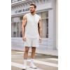 imageCOOFANDY Mens Sleeveless Workout Hoodie Shorts Set 2 Piece Outfits Hooded Tank Tops Gym Tracksuit SweatsuitsWhite