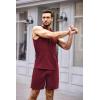 imageCOOFANDY Mens Sleeveless Workout Hoodie Shorts Set 2 Piece Outfits Hooded Tank Tops Gym Tracksuit SweatsuitsWine Red