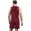 imageCOOFANDY Mens Sleeveless Workout Hoodie Shorts Set 2 Piece Outfits Hooded Tank Tops Gym Tracksuit SweatsuitsWine Red