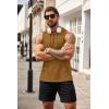 imageCOOFANDY Mens Workout Hooded Tank Tops Bodybuilding Muscle Cut Off T Shirt Sleeveless Gym HoodiesBrown
