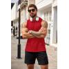 imageCOOFANDY Mens Workout Hooded Tank Tops Bodybuilding Muscle Cut Off T Shirt Sleeveless Gym HoodiesRed