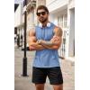 imageCOOFANDY Mens Workout Hooded Tank Tops Bodybuilding Muscle Cut Off T Shirt Sleeveless Gym HoodiesSky Blue