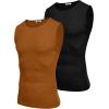 imageCOOFANDY Mens Workout Tank Tops Sleeveless Gym Muscle Tee Shirts 2 Pack Casual Breathable Waffle Knit TanksBlackBrown