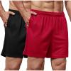 imageCOOFANDY Mens 2 Pack Gym Workout Shorts 5 Inch Mesh Athletic Shorts Quick Dry Running Shorts with PocketsBlack  Deep Red