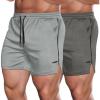 imageCOOFANDY Mens 2 Pack Gym Workout Shorts Quick Dry Athletic Shorts 5 Inch Lightweight Sports Running Shorts with PocketsDark GrayGrey