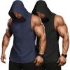 imageCOOFANDY Mens 2 Pack Workout Hooded Tank Tops Bodybuilding Muscle Cut Off T Shirt Sleeveless Gym HoodiesBlacknavy Blue