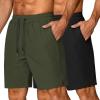 imageCOOFANDY Mens 3 Pack Athletic Running Shorts Gym Workout Short Quick Dry Sports Short with PocketsBlackArmy Green