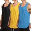 imageCOOFANDY Mens 3 Pack Quick Dry Workout Tank Top Gym Muscle Tee Fitness Bodybuilding Sleeveless T ShirtBlackBlueYellow