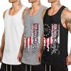 imageCOOFANDY Mens 3 Pack Quick Dry Workout Tank Top Gym Muscle Tee Fitness Bodybuilding Sleeveless T ShirtFlag BlackFlag GreyWhite