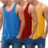 imageCOOFANDY Mens 3 Pack Tank Tops Cotton Performance Sleeveless Casual Classic T ShirtsBlueRedYellow