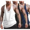 imageCOOFANDY Mens 3 Pack Tank Tops Gym Workout Shirt YBack Sleeveless Muscle Fitness Bodybuilding Tank ShirtsBlackWhiteNavy Blue