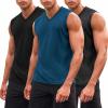 imageCOOFANDY Mens 3 Pack Workout Tank Tops Gym Sleeveless Shirts V Neck Bodybuilding Muscle Tee Shirt01blueDark GreyBlack