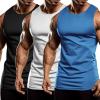 imageCOOFANDY Mens 3 Pack Workout Tank Tops Sleeveless Gym Shirts Bodybuilding Fitness Muscle Tee ShirtsBlackWhiteBlue
