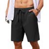 imageCOOFANDY Mens 7 inch Casual Shorts Drawstring Waist Lightweight Quick Dry Summer Beach Board Shorts with PocketsBlack
