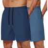 imageCOOFANDY Mens Athletic Running Shorts 7 Gym Workout Shorts Lightweight Drawstring Training Shorts with Zipper PocketsBlueNavy Blue