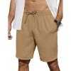 imageCOOFANDY Mens Casual Shorts 7 inch Elastic Waist Drawstring Lightweight Summer Beach Shorts with PocketsDark Khaki
