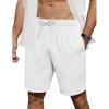 imageCOOFANDY Mens Casual Shorts 7 inch Elastic Waist Drawstring Lightweight Summer Beach Shorts with PocketsWhite