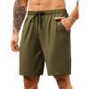 imageCOOFANDY Mens Casual Shorts 9 inch Inseam Stretch Beach Shorts Elastic Waist Drawstring Summer ShortsArmy Green