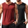 imageCOOFANDY Mens Casual Tank Top Sleeveless Henley Shirts Muscle Fit T Shirt02blackDark Red2pcs