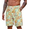imageCOOFANDY Mens Hawaiian Beach Shorts Elastic Waist Drawstring Lightweight Summer Casual Shorts with PocketGreengolden Tropical Print