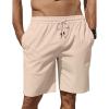 imageCOOFANDY Mens Linen Shorts Casual Summer Beach Shorts Elastic Waist Drawstring Vacation Shorts with PocketsLight Khaki