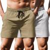 imageCOOFANDY Mens Running Athletic Shorts 5 Inch 2 Pack Gym Workout Shorts Fitted Exercise Hiking Shorts with Zipper PocketKhakiLight Grey