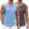 imageCOOFANDY Mens Workout Tank Top 2 Pack Casual Soft Sleeveless Gym Muscle Shirts Bodybuilding TeeGreylight Blue