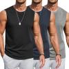 imageCOOFANDY Mens Workout Tank Tops Cotton 3 Pack Soft Gym Muscle Shirt Sleeveless Classic T ShirtsBlackNavyMedium Grey