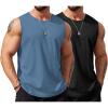 imageCOOFANDY Mens Workout Tank Tops Sleeveless Gym Muscle Tee Shirts 2 Pack Casual Breathable Waffle Knit TanksBlackNavy Blue