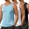 imageCOOFANDY Mens Workout Tank Tops UPF 50 Sleeveless Gym Muscle Shirts Cooling Quick Dry Bodybuilding Tanks for Swim BeachBlackLight BlueWhite