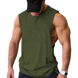 imageCOOFANDY Men Workout Tank Top 2 Pack Gym Bodybuilding Sleeveless Muscle T ShirtsArmy Green1pcs
