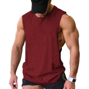 imageCOOFANDY Men Workout Tank Top 2 Pack Gym Bodybuilding Sleeveless Muscle T ShirtsWine Red1pcs