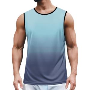 imageCOOFANDY Mens 2 Pack Workout Tank Top UPF 50 Quick Dry Sleeveless Swim Shirt Gym Muscle Athletic Summer Beach T ShirtsBlue Gradient