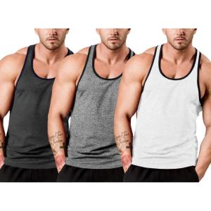 imageCOOFANDY Mens 3 Pack Gym Tank Tops YBack Workout Muscle Tee Sleeveless Fitness Bodybuilding T ShirtsBlackWhiteGrey