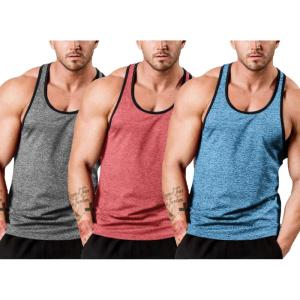 imageCOOFANDY Mens 3 Pack Gym Tank Tops YBack Workout Muscle Tee Sleeveless Fitness Bodybuilding T ShirtsLight GreyLight BluePink