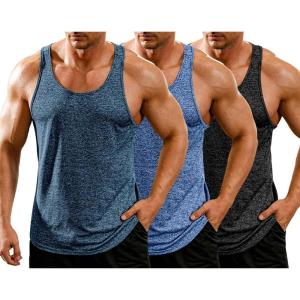 imageCOOFANDY Mens 3 Pack Gym Tank Tops YBack Workout Muscle Tee Training Bodybuilding Fitness Sleeveless T Shirts3 PackblackNavy BlueRoyal Blue