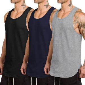 imageCOOFANDY Mens 3 Pack Quick Dry Workout Tank Top Gym Muscle Tee Fitness Bodybuilding Sleeveless T Shirt04blackGrayNavy Blue