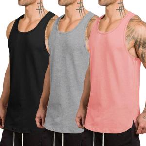 imageCOOFANDY Mens 3 Pack Quick Dry Workout Tank Top Gym Muscle Tee Fitness Bodybuilding Sleeveless T ShirtBlackLight GreyPink
