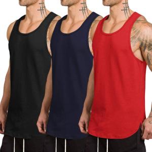 imageCOOFANDY Mens 3 Pack Quick Dry Workout Tank Top Gym Muscle Tee Fitness Bodybuilding Sleeveless T ShirtBlackRedNavy Blue