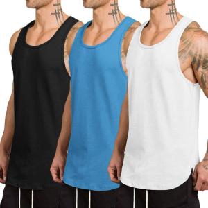 imageCOOFANDY Mens 3 Pack Quick Dry Workout Tank Top Gym Muscle Tee Fitness Bodybuilding Sleeveless T ShirtBlackWhiteBlue