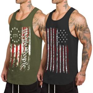 imageCOOFANDY Mens 3 Pack Quick Dry Workout Tank Top Gym Muscle Tee Fitness Bodybuilding Sleeveless T ShirtFlagblackGreen